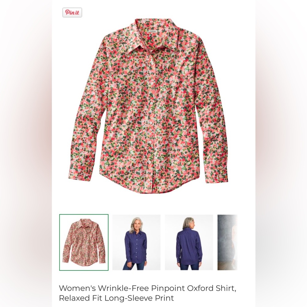Women's L.L. Bean Oxford Shirt, Relaxed Fit Long-Sleeve Print